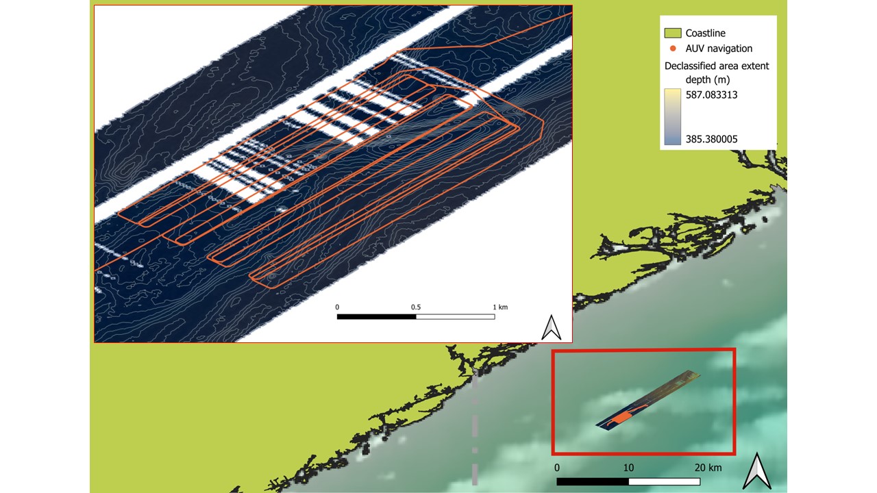 Map with dive plan from AUV dive 1