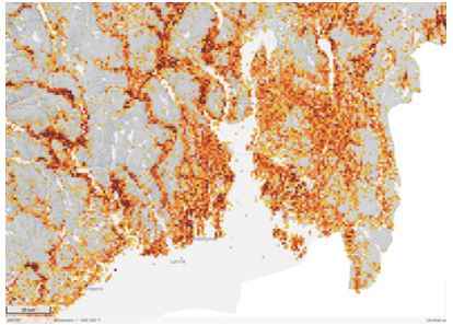 Kart over landbruksareal rundt Oslofjorden