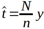  hat t = frac {N} {n} y 