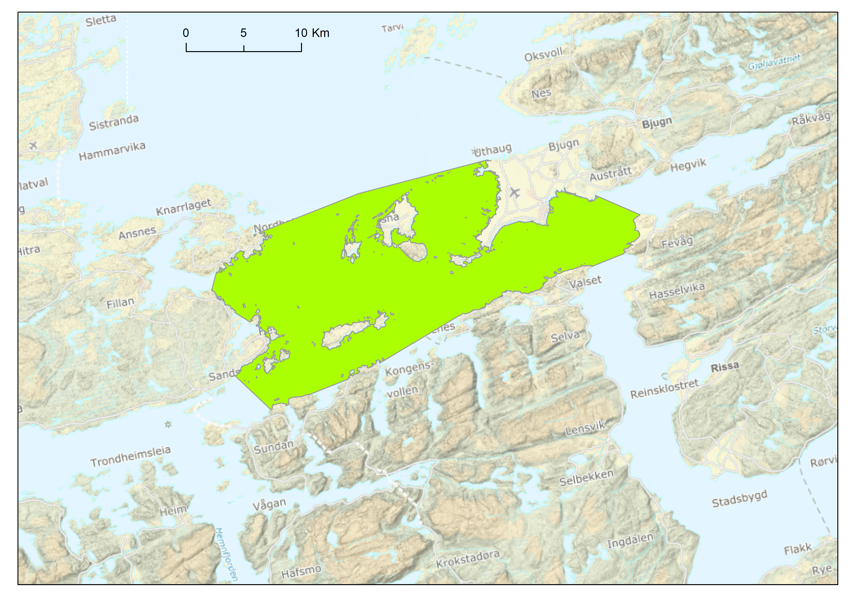 Kart som viser område for Tråling etter laks