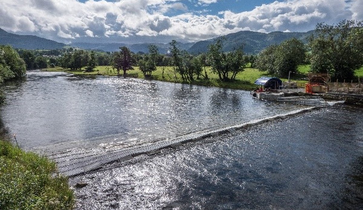 
foto av en elv med laksefelle