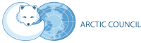 logoen til Arktisk råd, en polarrev og en jordklode sett ovenfra