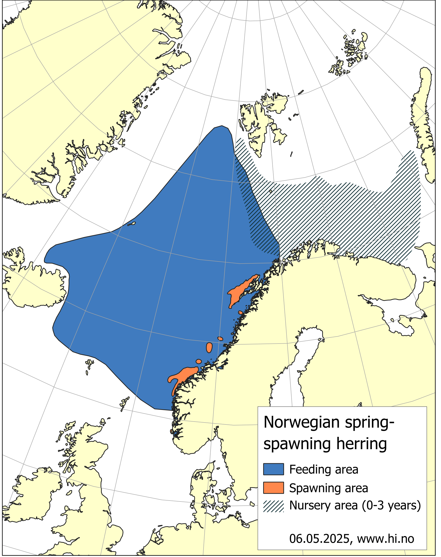 Distibution map Norwegian spring spawning herring
