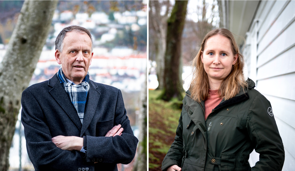 
Portrett av Peter og Mari som står ute i ein park om hausten.