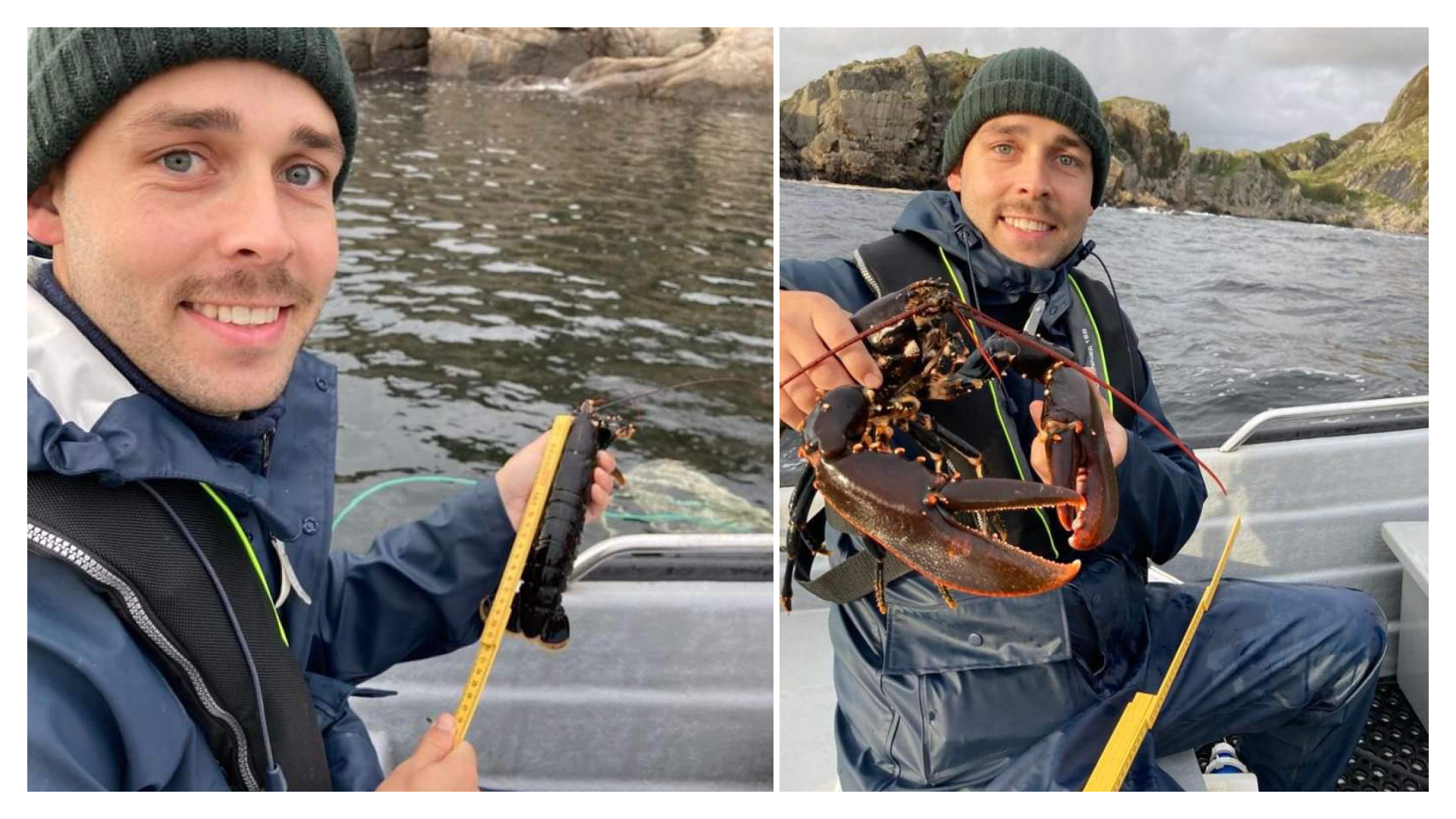 ung mann måler hummer