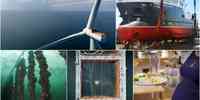 

montasje med båter vindmøller og anlegg